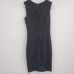 7 For all Mankind Black Body con Cut Out Leather Dress Size XS X Small Formal